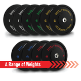 Body Revolution Olympic Weight Plates - Rubber-Coated, IWF Standard, 2-Inch Barbell Compatible, Color-Coded Bumper Plates for Strength Training  10 kg Pair