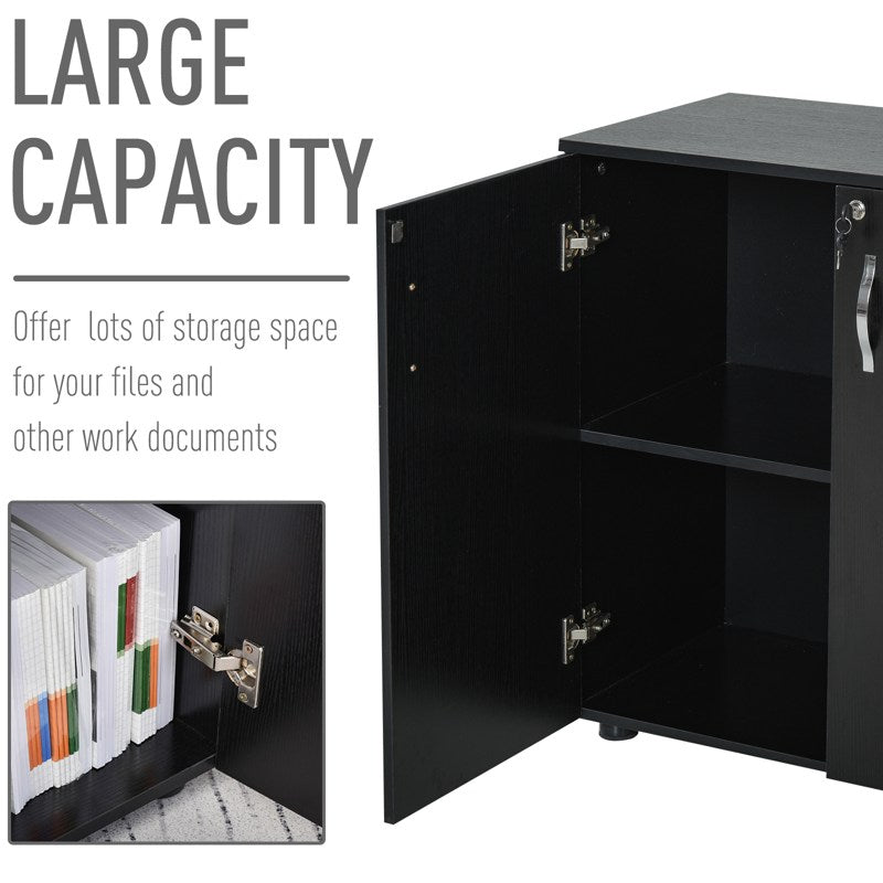 Vinsetto Two-Tier Locking Office Storage Cabinet - Black