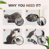 PawHut Four-Piece Cat Wall Furniture, with Hammock, Ladder, Platforms, Steps, for Indoor Use - Dark Grey