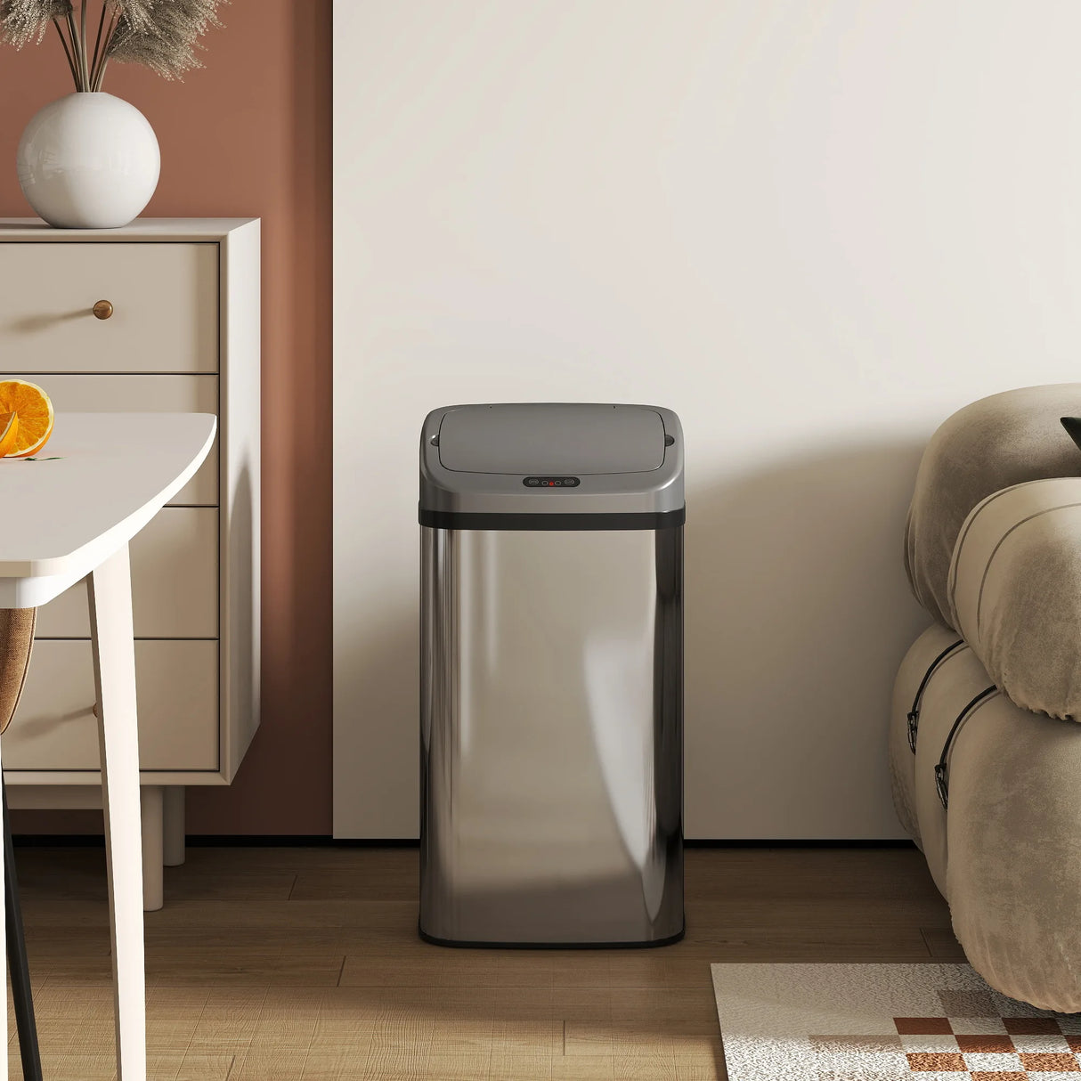 HOMCOM 48L Stainless Steel Sensor Bin - Silver-Tone