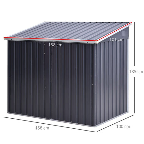 Outsunny 3.2 x 5.1ft Corrugated Steel Two-Bin Storage Shelter - Black