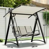 Outsunny 3 Seater Swing Chair, Garden Swing Bench with Adjustable Tilting Canopy, Breathable Mesh Seat 360 kg Capacity, White