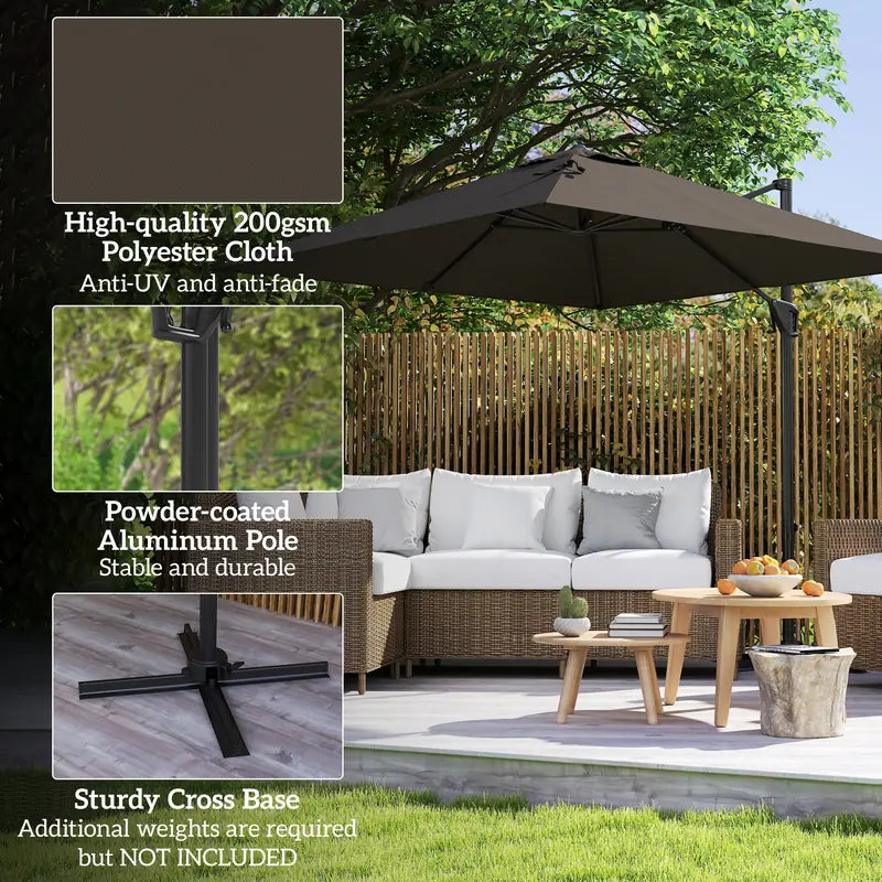 Outsunny Patio Offset Parasol Umbrella - Tan