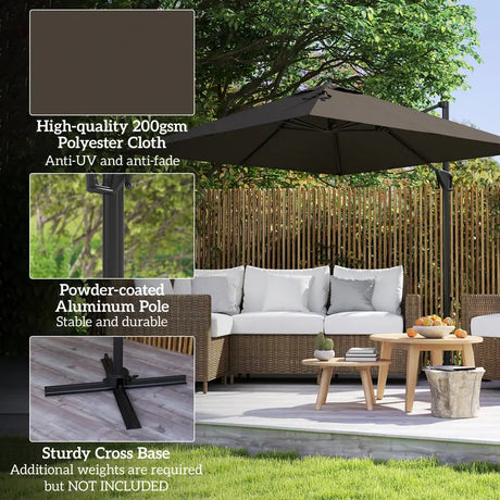Outsunny Patio Offset Parasol Umbrella - Tan