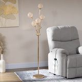 HOMCOM Crystal Floor Lamps for Living Room Bedroom with 5 Light, Modern Upright Standing Lamp, 34x25x156cm, Gold Tone