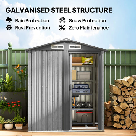 Outsunny 5ft x 4.3ft Outdoor Garden Storage Shed - Grey Wood Effect