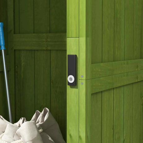 Outsunny Small Shed, Tall Slim Wooden Garden Shed with 3 Removable Shelves and Roof Hatch, Compact Outdoor Tool Storage Cabinet with Asphalt Roof and Door Latch, 77 x 54.2 x 179 cm, Green