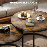 HOMCOM Set of Two Wood-Effect Stacking Tables - Rustic Brown