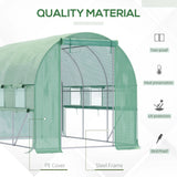 Outsunny Walk-in Polytunnel Greenhouse Green House with Roll-up Sidewalls, UV-resistant PE Cover, 3 x 2 x 2m, Green