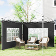 Outsunny Gazebo Side Panels, Sides Replacement with Window for 3x3(m) or 3x4m Pop Up Gazebo, 2 Pack, Black