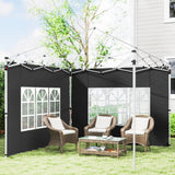 Outsunny Gazebo Side Panels, Sides Replacement with Window for 3x3(m) or 3x4m Pop Up Gazebo, 2 Pack, Black