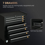 DURHAND 7-Drawer Tool Box on Wheels, Lockable Tool Cabinet with EVA Pat & Ball Bearing, Matte Black