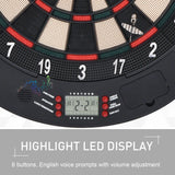 HOMCOM  Electronic Dartboard Set 26 Games and 185 Variations with 6 Darts and Cabinet to Stroage Multi-Game Option Ready-to-Play