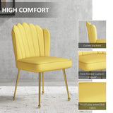 Set of 2 Velvet-Feel Shell Accent Chair - Yellow