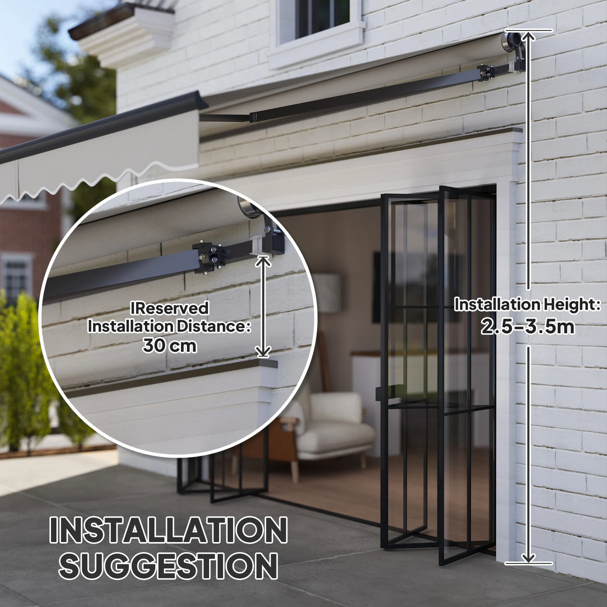 Outsunny 3.5 x 3(m) Electric Awning with Remote Controller, Aluminium Frame DIY Retractable Awning, UPF30+ Sun Shade Canopy for Garden Patio Deck Door Window, Light Grey