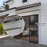 Outsunny 3.5 x 3(m) Electric Awning with Remote Controller, Aluminium Frame DIY Retractable Awning, UPF30+ Sun Shade Canopy for Garden Patio Deck Door Window, Light Grey