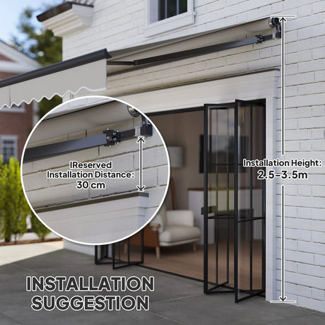 Outsunny 3.5 x 3(m) Electric Awning with Remote Controller, Aluminium Frame DIY Retractable Awning, UPF30+ Sun Shade Canopy for Garden Patio Deck Door Window, Light Grey