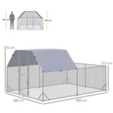 PawHut Walk In Chicken Run Chicken Coop with Roof Outdoor for 10-12 Chickens, Hen House, Duck Pen, 2.8 x 3.8 x 2 m