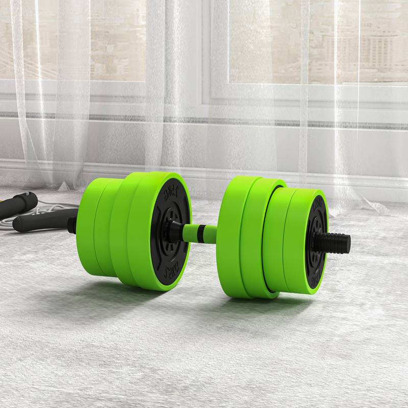 SPORTNOW 30kg Four-In-One Adjustable Weight Dumbbells Set, Barbell, Kettlebell, Push Up Stand - Green