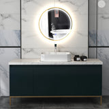 HOMCOM 60cm Anti-Fog LED Bathroom Mirror - Gold Tone