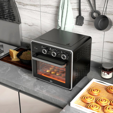 HOMCOM 20L 90-230 Mini Convection Oven, with Air Fry Function - Black