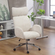 HOMCOM Office Chair with Adjustable Headrest, Spring Pack, Curved Line, Boucle Fabric - Pale Grey