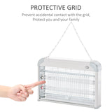 Outsunny Electric Fly Zapper, 20W Electric Fly Killer, Wall Hanging Bug Zapper Indoor & Outdoor Attracting Insect Mosquito Killer, Grey