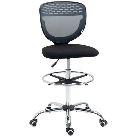 Vinsetto Drafting Chair, Swivel Office Draughtsman Chair, Mesh Standing Desk Chair with Adjustable Foot Ring, Armless, Grey