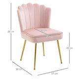 HOMCOM Velvet-Feel Shell Accent Chair - Pink