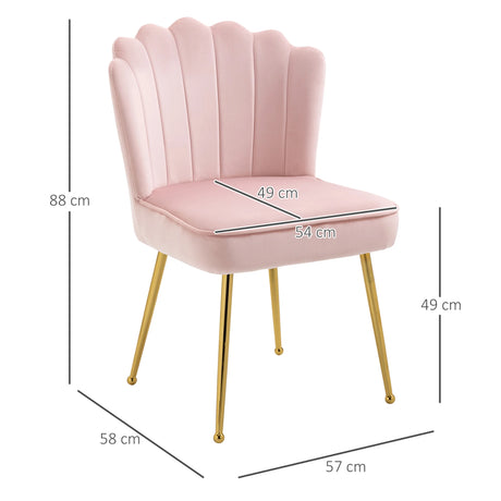 HOMCOM Velvet-Feel Shell Accent Chair - Pink