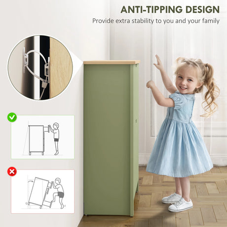 HOMCOM Slim Shoe Cabinet, Narrow Shoe Cupboard with 2 Flip Drawers, Adjustable Shelves for 12 Pairs of Shoes, Green
