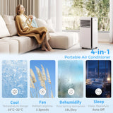 HOMCOM Portable Air Conditioner 7000 BTU, 4-in-1 Air Conditioning Unit with Cooling, Dehumidifier, Fan, Sleep Mode, White