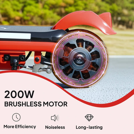 AIYAPLAY Electric Scooter for Kids Aged 6-14 Years, with Colourful Lights, Red