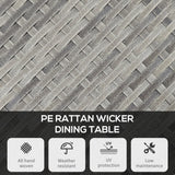 Outsunny 70 cm Wood-Effect Rattan Garden Table - Grey