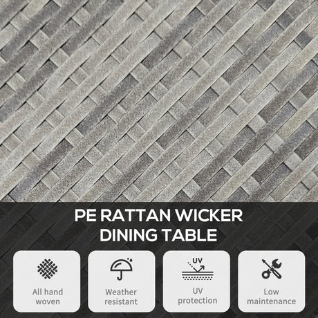 Outsunny 70 cm Wood-Effect Rattan Garden Table - Grey