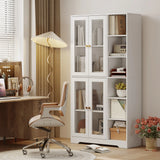 HOMCOM Multi-Storage Kitchen Cabinet, with Glass Doors - White Wood-Effect