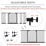 PawHut Dog Gate Stair Gate Pressure Fit Pets Barrier Auto Close for Doorway Hallway, 74-148cm Wide Adjustable, Black