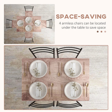 HOMCOM 5 Piece Dining Table and Chairs Set, Dining Room Sets, Steel Frame Space Saving Table and 4 Chairs for Compact Kitchens, Black