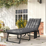 Outsunny Folding Sun Lounger for Garden, 5-Position Oversized Camping Bed Recliner with Cushions, Dark Grey