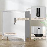 HOMCOM Lockable Metal Filing Cabinet, 2-Tier Storage Cupboard with Double Doors, Modern Office Organiser, White