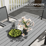 Outsunny 6 Seater Garden Dining Set with Stackable Chairs, Aluminium Frame, Rectangular Plastic Top, Garden Furniture Set, Outdoor Dining Table and Chairs for Patio, Balcony, Poolside, Grey