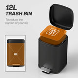 HOMCOM 12L Modern Boxy Metal Home Kitchen Bin - Black