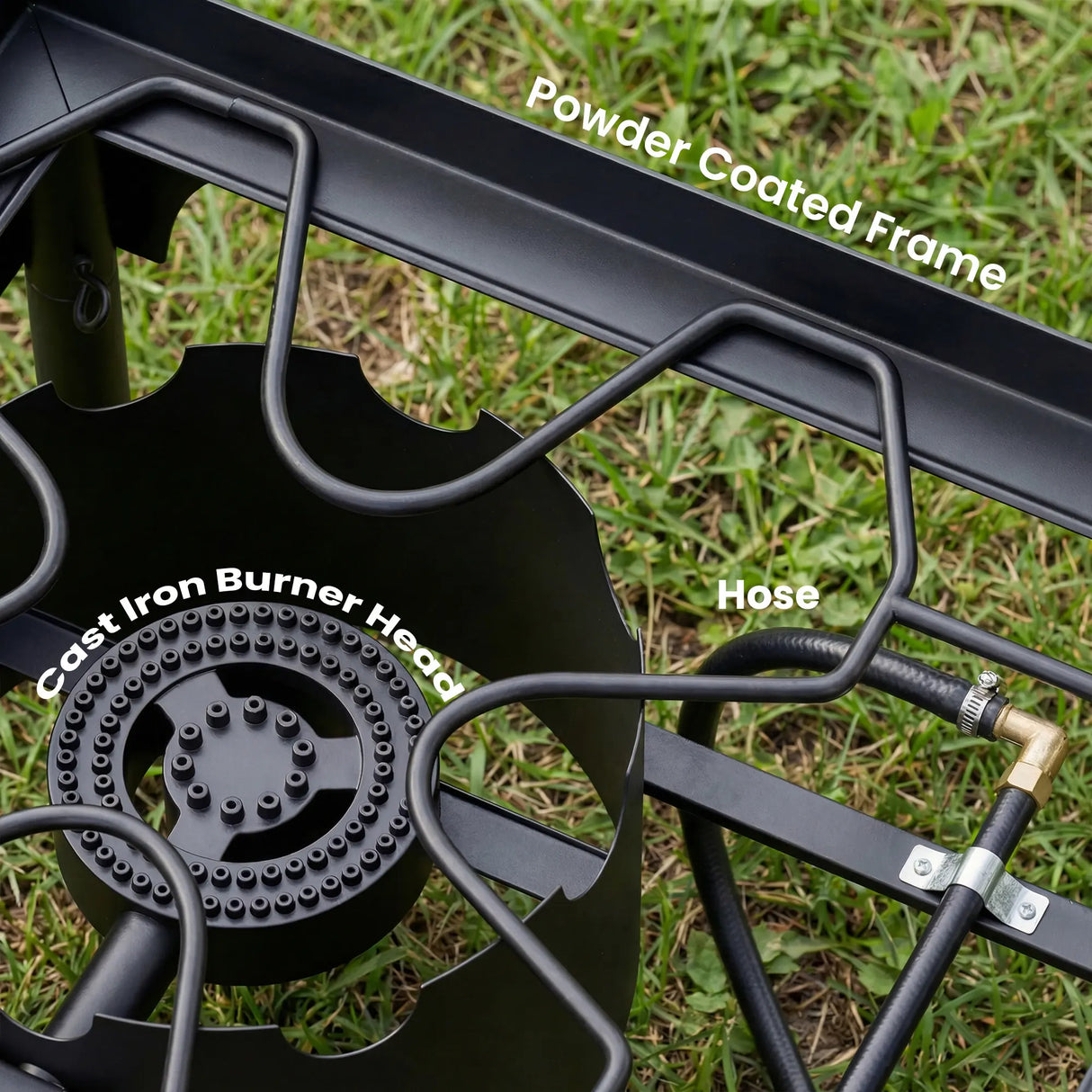 Outsunny Double Burner Camping Stove, 150,000 BTU High Pressure Camping Gas Stove with Detachable Legs, Black
