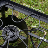 Outsunny Double Burner Camping Stove, 150,000 BTU High Pressure Camping Gas Stove with Detachable Legs, Black