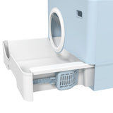 PawHut Enclosed Cat Litter Box, with Lid, Front Entry, Top Exit, Pull-Out Tray, Scoop - Blue