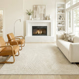 HOMCOM Modern Geometric Rug, Thick Plush, Non-Slip, 200 x 140 cm  Cream, Living Room/Bedroom/Office