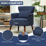 HOMCOM Corduroy Retro Accent Chair - Blue