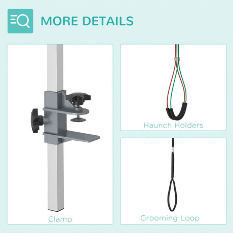PawHut Adjustable Pet Grooming Arm, with Clamp, Haunch Holders & Grooming Loop - Sliver-Tone