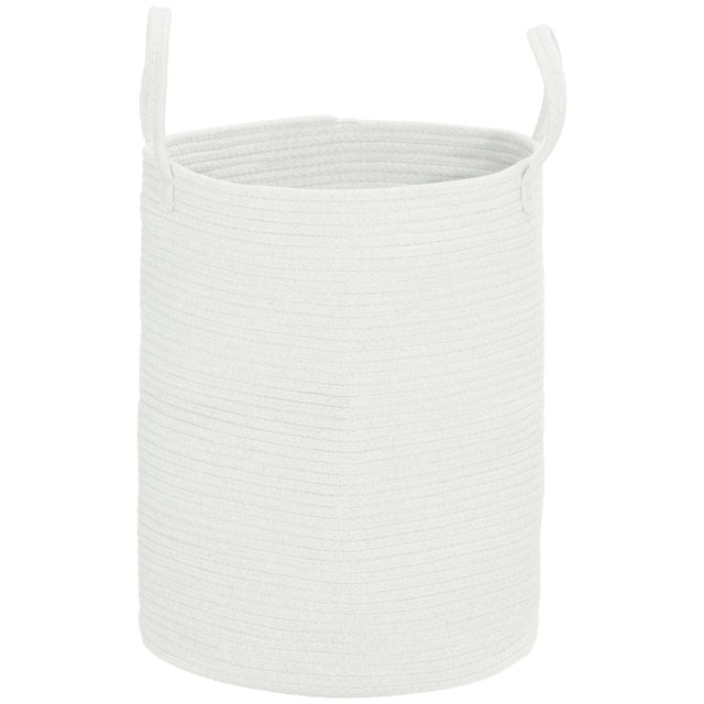 HOMCOM 36L Cotton Rope Laundry Basket, with Handles - Cream White