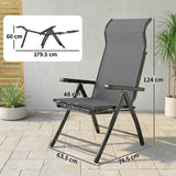 Outsunny Reclining Garden Chairs Set of 2, 5-Position Folding Sun Loungers with High Back, Retractable Footrest, Dark Grey